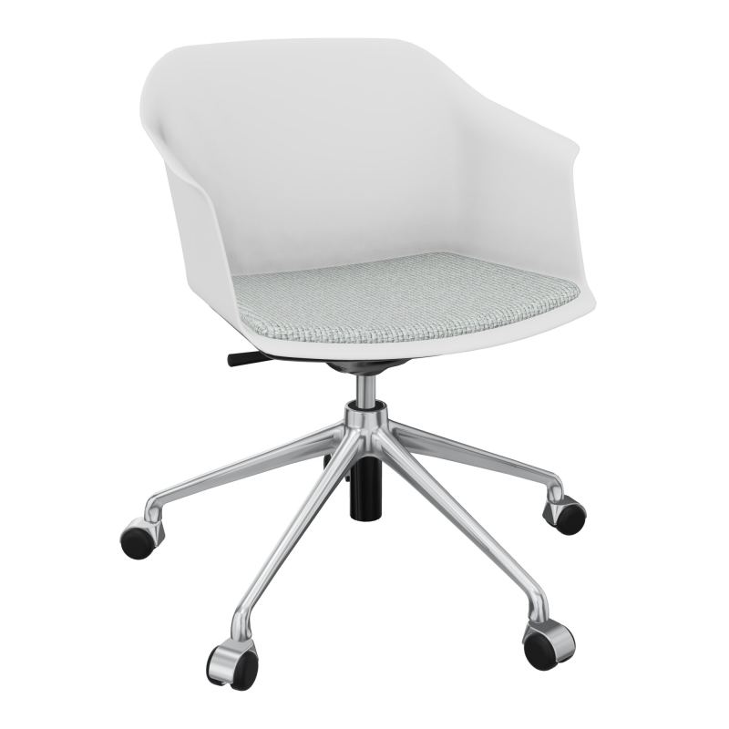 SCOTT FAUTEUIL+PLACET TISSU 5 BRANCHES ROULETTES COQUE POLYPRO    PB SQ T8