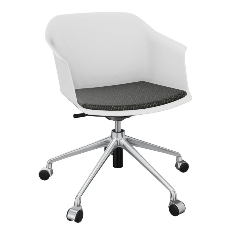 SCOTT FAUTEUIL+PLACET TISSU 5 BRANCHES ROULETTES COQUE POLYPRO    PB SQ T9
