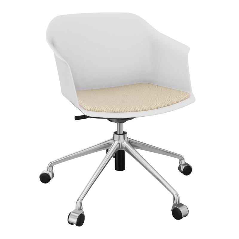 SCOTT FAUTEUIL+PLACET TISSU 5 BRANCHES ROULETTES COQUE POLYPRO    PB SQ TL