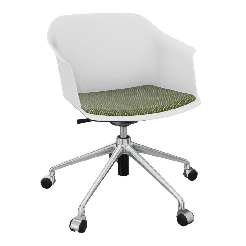 SCOTT FAUTEUIL+PLACET TISSU 5 BRANCHES ROULETTES COQUE POLYPRO    PB SQ TU