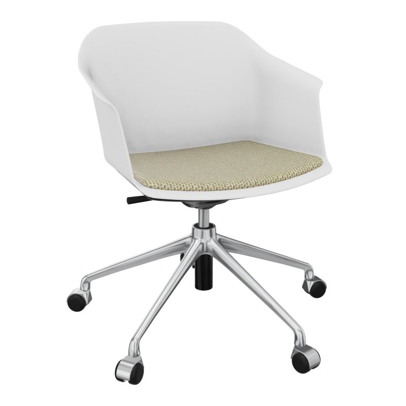 SCOTT FAUTEUIL+PLACET TISSU 5 BRANCHES ROULETTES COQUE POLYPRO    PB SQ TZ