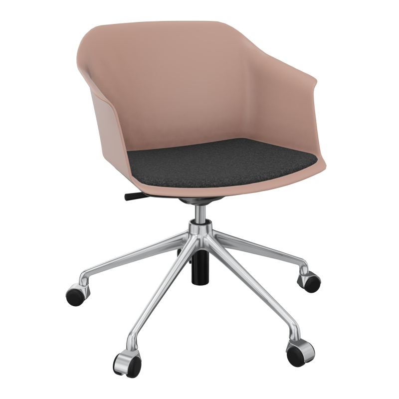 SCOTT FAUTEUIL+PLACET TISSU 5 BRANCHES ROULETTES COQUE POLYPRO