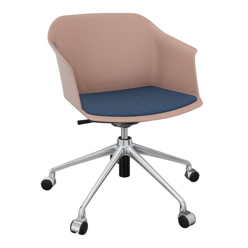 SCOTT FAUTEUIL+PLACET TISSU 5 BRANCHES ROULETTES COQUE POLYPRO