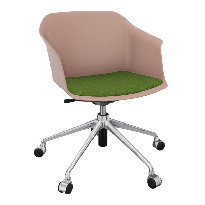 SCOTT FAUTEUIL+PLACET TISSU 5 BRANCHES ROULETTES COQUE POLYPRO