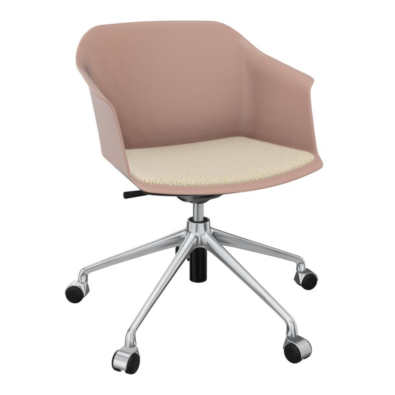 SCOTT FAUTEUIL+PLACET TISSU 5 BRANCHES ROULETTES COQUE POLYPRO    PM SQ TL