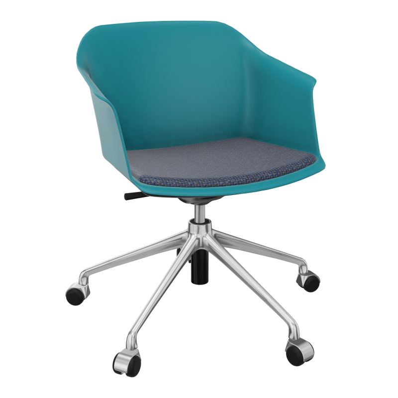 SCOTT FAUTEUIL+PLACET TISSU 5 BRANCHES ROULETTES COQUE POLYPRO    PN SQ T5