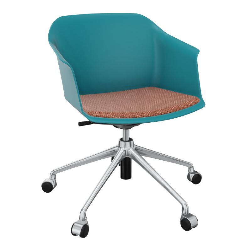 SCOTT FAUTEUIL+PLACET TISSU 5 BRANCHES ROULETTES COQUE POLYPRO    PN SQ T7