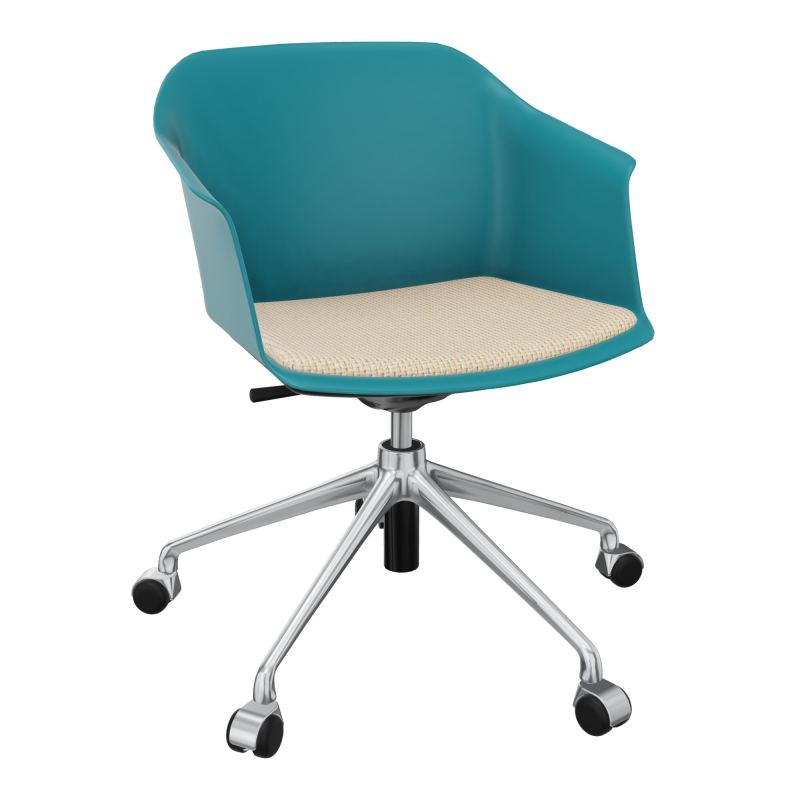 SCOTT FAUTEUIL+PLACET TISSU 5 BRANCHES ROULETTES COQUE POLYPRO    PN SQ TL