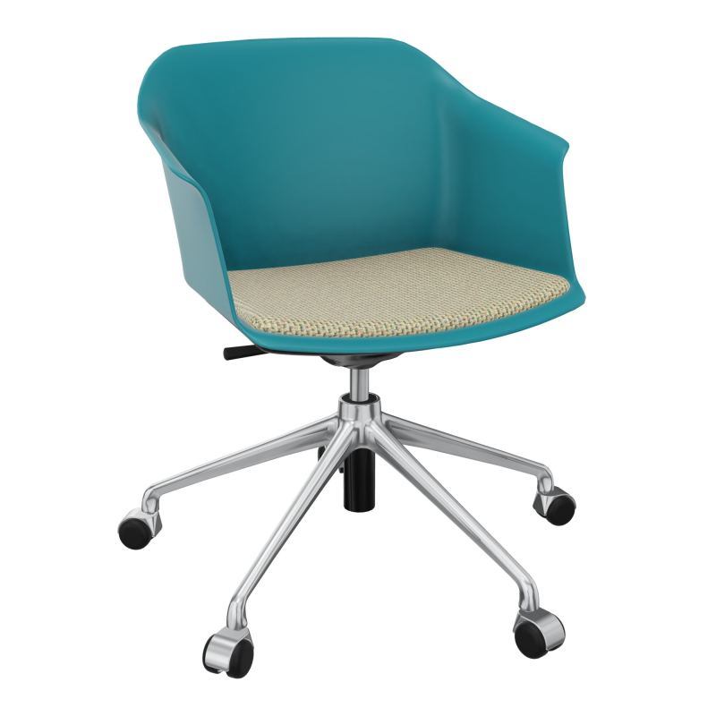 SCOTT FAUTEUIL+PLACET TISSU 5 BRANCHES ROULETTES COQUE POLYPRO    PN SQ TZ