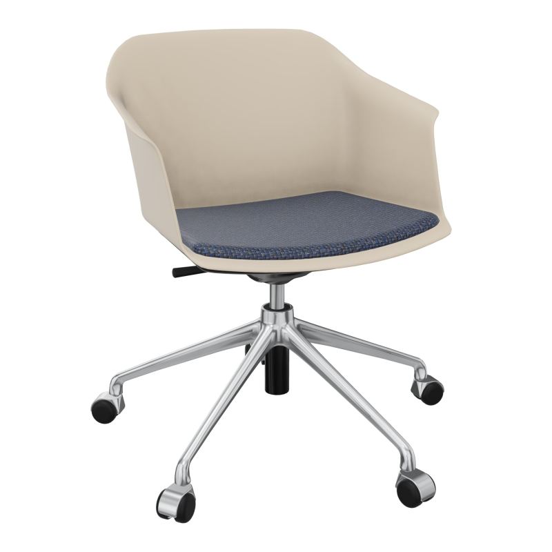 SCOTT FAUTEUIL+PLACET TISSU 5 BRANCHES ROULETTES COQUE POLYPRO    QW SQ T5