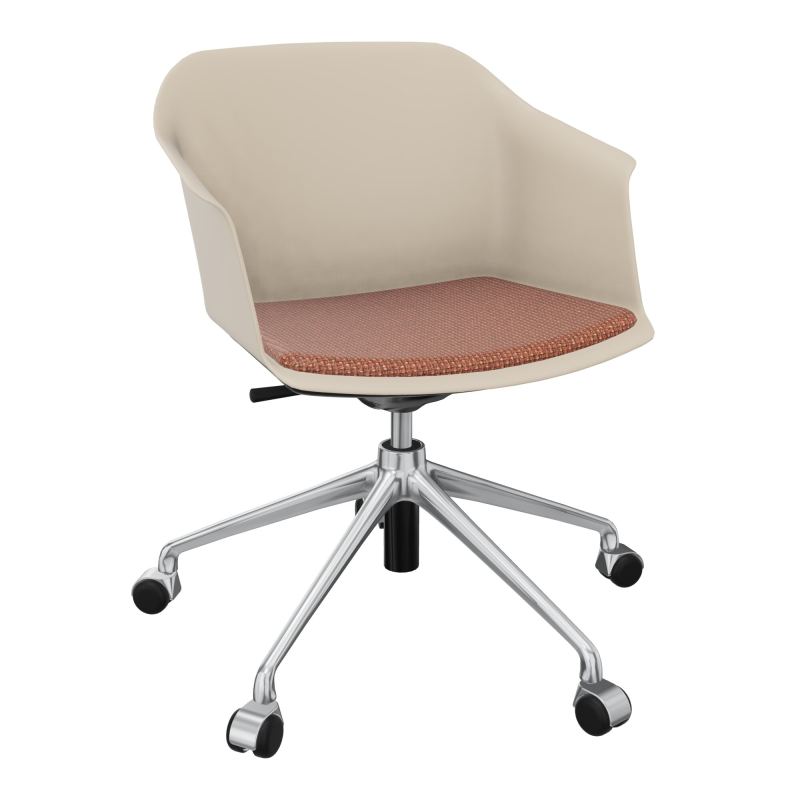 SCOTT FAUTEUIL+PLACET TISSU 5 BRANCHES ROULETTES COQUE POLYPRO    QW SQ T7