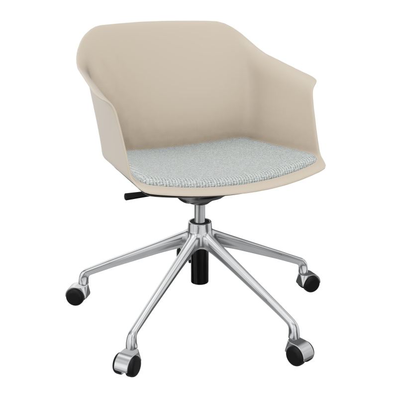 SCOTT FAUTEUIL+PLACET TISSU 5 BRANCHES ROULETTES COQUE POLYPRO    QW SQ T8