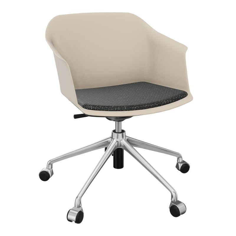 SCOTT FAUTEUIL+PLACET TISSU 5 BRANCHES ROULETTES COQUE POLYPRO    QW SQ T9