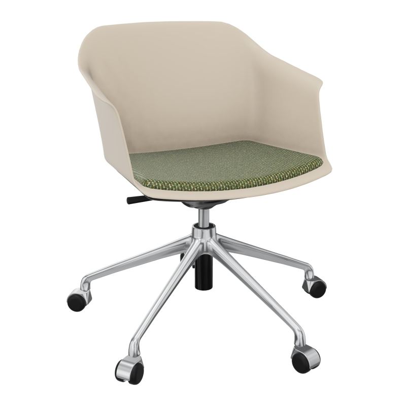 SCOTT FAUTEUIL+PLACET TISSU 5 BRANCHES ROULETTES COQUE POLYPRO    QW SQ TU