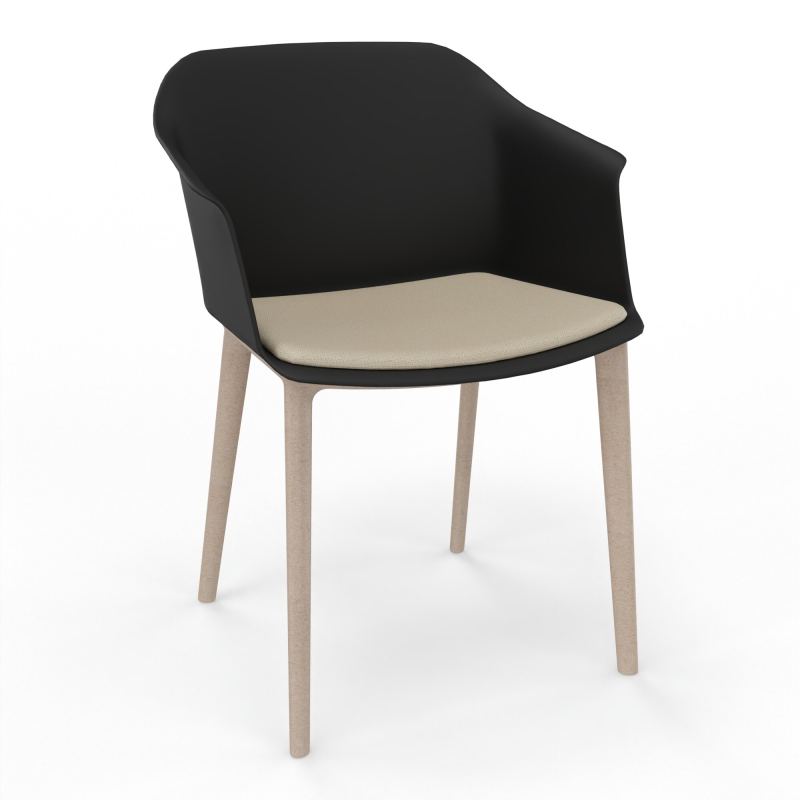 SCOTT FAUTEUIL+PLACET TISSU 4 PIEDS PP COQUE POLYPRO    OQ W7 A2