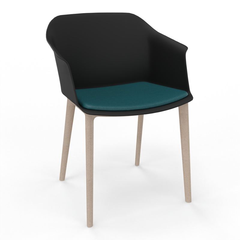 SCOTT FAUTEUIL+PLACET TISSU 4 PIEDS PP COQUE POLYPRO    OQ W7 A4