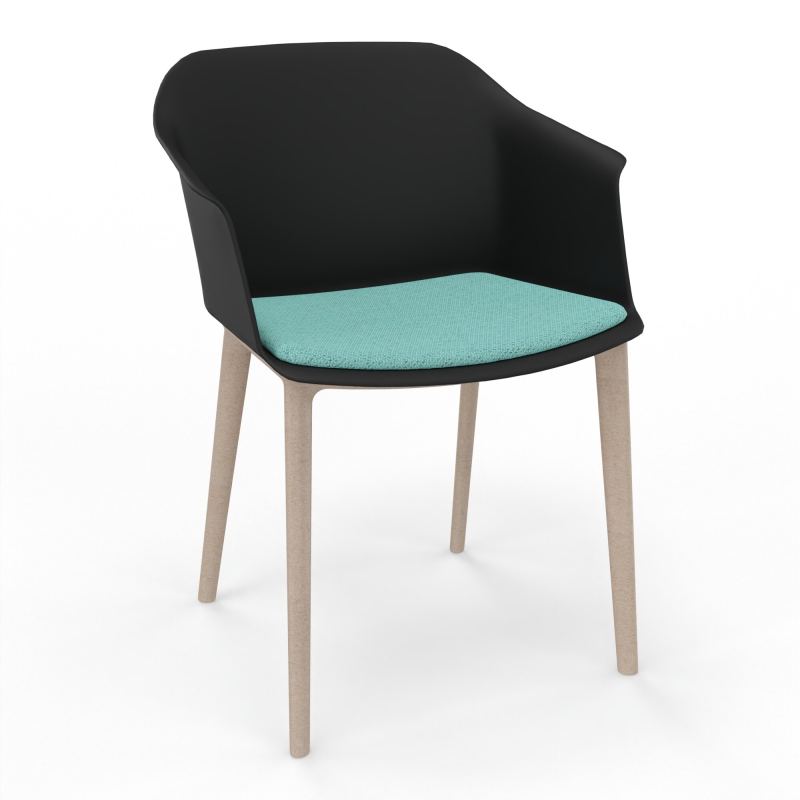 SCOTT FAUTEUIL+PLACET TISSU 4 PIEDS PP COQUE POLYPRO    OQ W7 BG