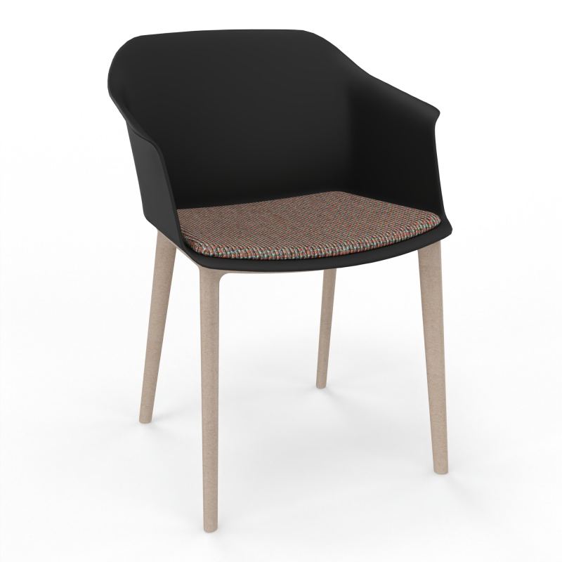SCOTT FAUTEUIL+PLACET TISSU 4 PIEDS PP COQUE POLYPRO    OQ W7 T6