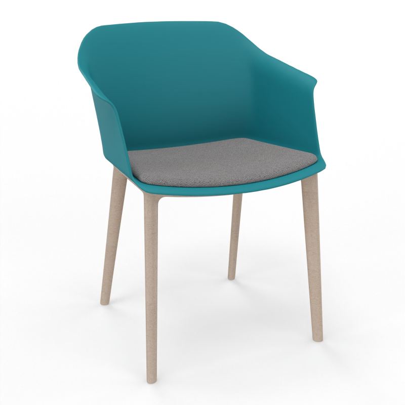 SCOTT FAUTEUIL+PLACET TISSU 4 PIEDS PP COQUE POLYPRO    PN W7 BN