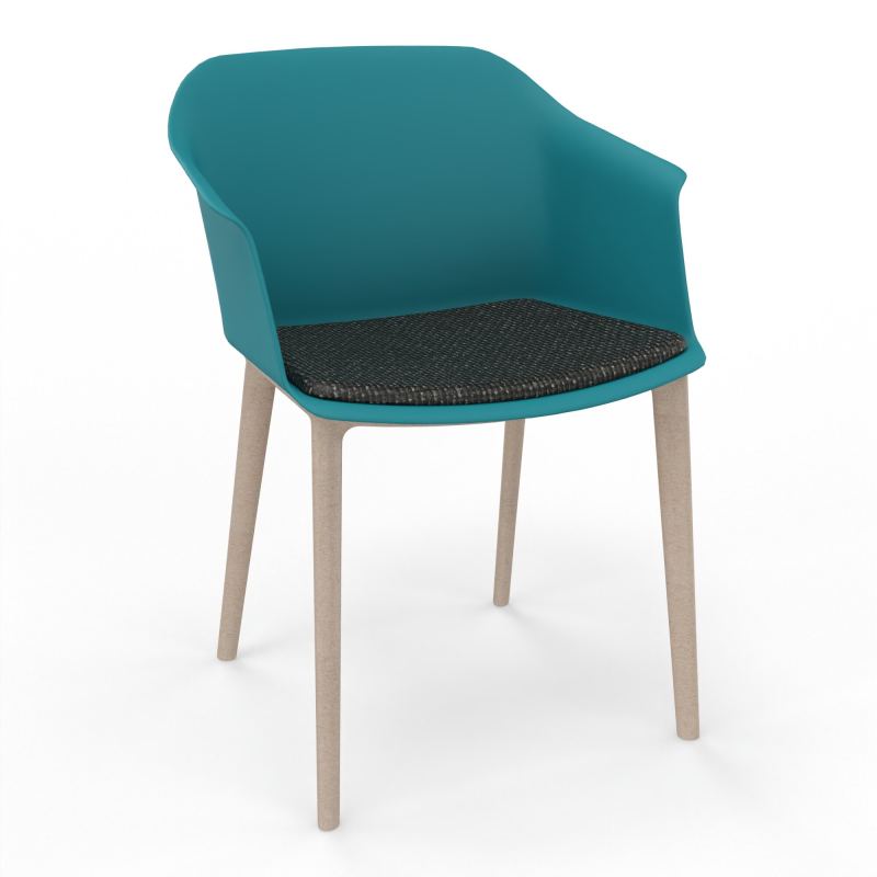 SCOTT FAUTEUIL+PLACET TISSU 4 PIEDS PP COQUE POLYPRO    PN W7 T9