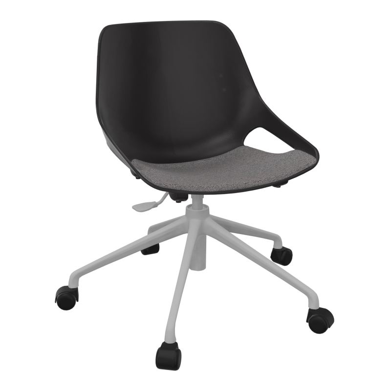 CHAISE ROSALIE PIÉT. ROULETTES + PLACET PR - PIED SQ - ASSISE BN