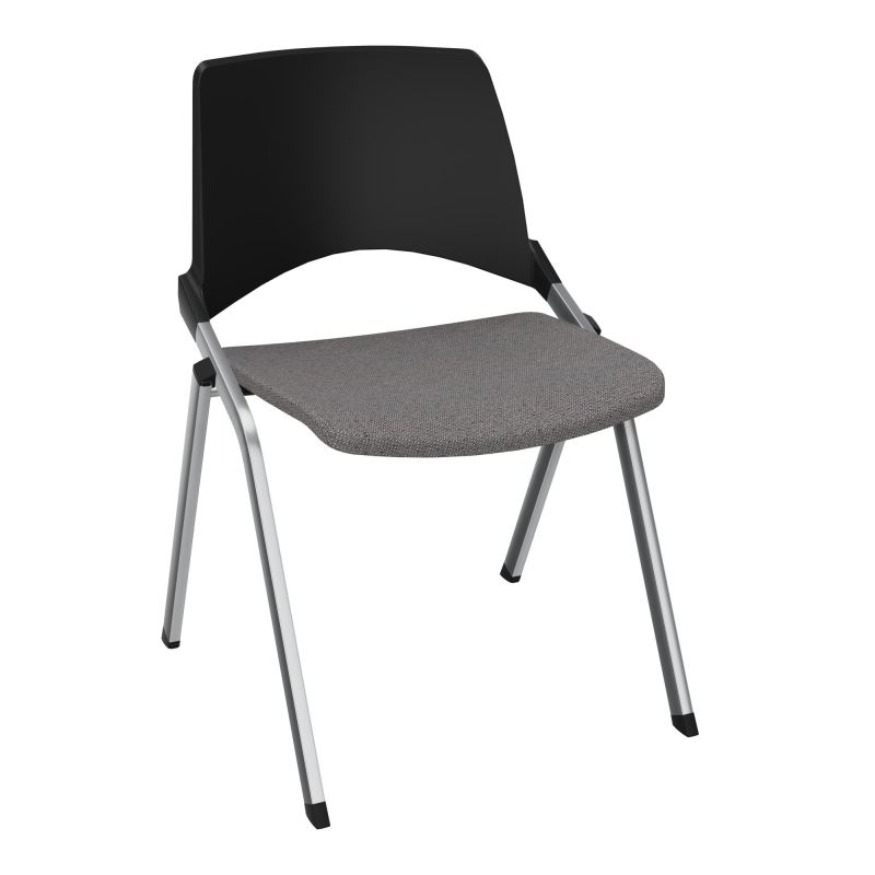 EMI CHAISE 4P FX DOS POLYP /ASS FIXE TISSU SANS ACCOUDOIRS SANS ACCROCHE PU BN SQ