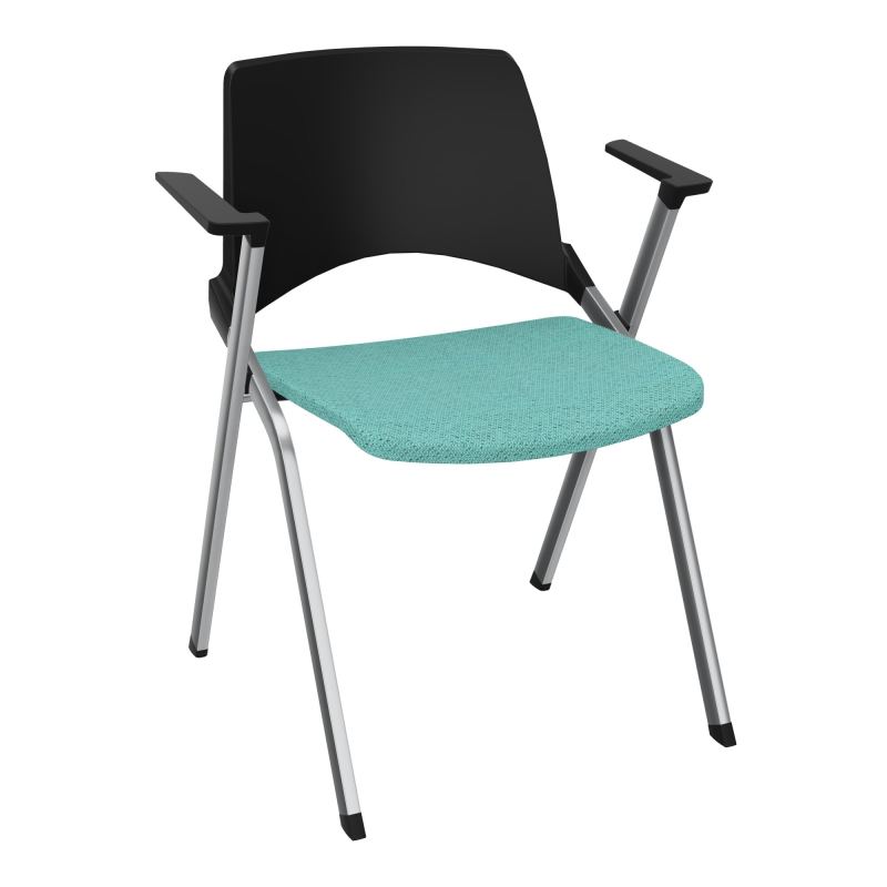 EMI CHAISE 4P FX DOS POLYP /ASS FIXE TISSU AVEC ACCOUDOIRS SANS ACCROCHE PU BG SQ