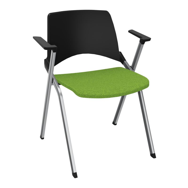 EMI CHAISE 4P FX DOS POLYP /ASS FIXE TISSU AVEC ACCOUDOIRS SANS ACCROCHE PU BK SQ