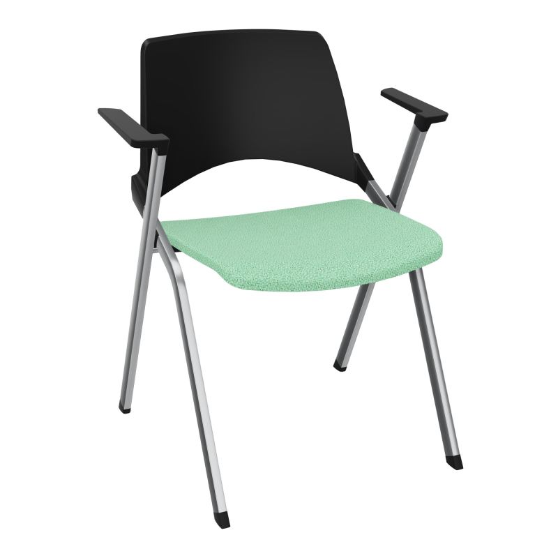 EMI CHAISE 4P FX DOS POLYP /ASS FIXE TISSU AVEC ACCOUDOIRS SANS ACCROCHE PU E4 SQ