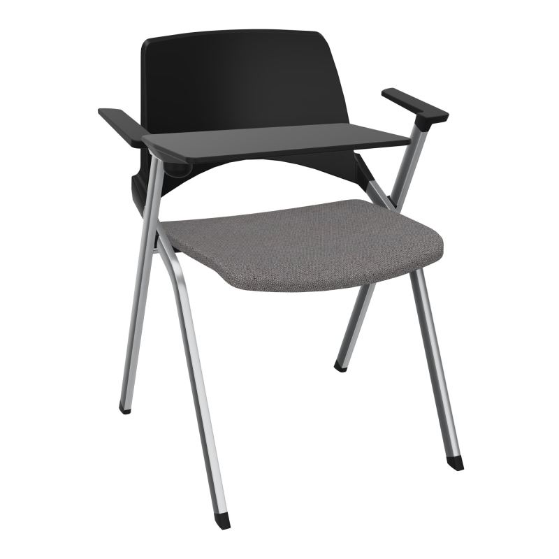 EMI CHAISE 4P FX DOS POLYP /ASS FIXE TISSU AVEC ACCOUDOIRS+TABLETTE A DROITE PU BN SQ
