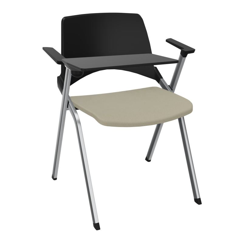 EMI CHAISE 4P FX DOS POLYP /ASS FIXE TISSU AVEC ACCOUDOIRS+TABLETTE A DROITE PU CG SQ