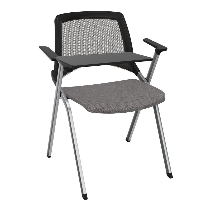EMI CHAISE 4P FX DOS RESIL /ASS FIXE TISSU AVEC ACCOUDOIRS+TABLETTE A DROITE UH BN SQ