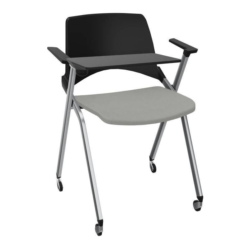 EMI CHAISE 4P RLT DOS POLYP / ASS FIXE TISSU AVEC ACCOUDOIRS+TABLETTE A DROITE PU CA SQ