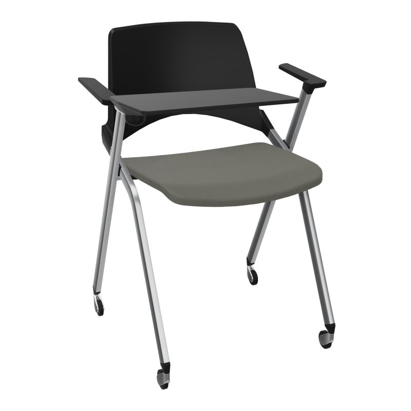 EMI CHAISE 4P RLT DOS POLYP / ASS FIXE TISSU AVEC ACCOUDOIRS+TABLETTE A DROITE PU CH SQ