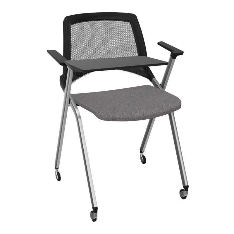 EMI CHAISE 4P RLT DOS RESIL / ASS FIXE TISSU AVEC ACCOUDOIRS+TABLETTE A DROITE UH BN SQ