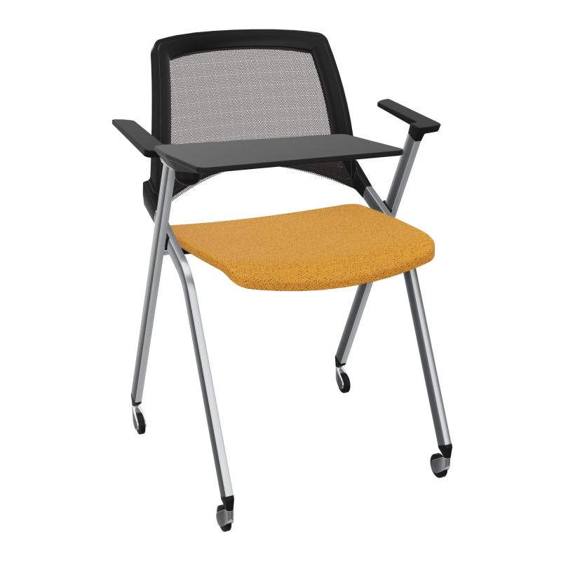 EMI CHAISE 4P RLT DOS RESIL / ASS FIXE TISSU AVEC ACCOUDOIRS+TABLETTE A DROITE UH BO SQ