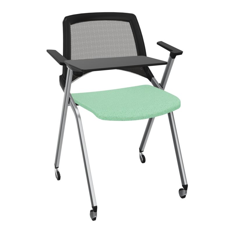 EMI CHAISE 4P RLT DOS RESIL / ASS FIXE TISSU AVEC ACCOUDOIRS+TABLETTE A DROITE UH E4 SQ