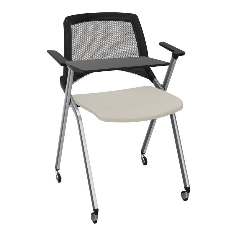 EMI CHAISE 4P RLT DOS RESIL / ASS FIXE TISSU AVEC ACCOUDOIRS+TABLETTE A DROITE UH E5 SQ