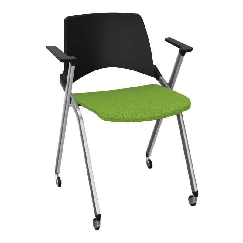 EMI CHAISE 4P RLT DOS POLYP / ASS PIVOT TISSU AVEC ACCOUDOIRS SANS ACCROCHE PU BK SQ