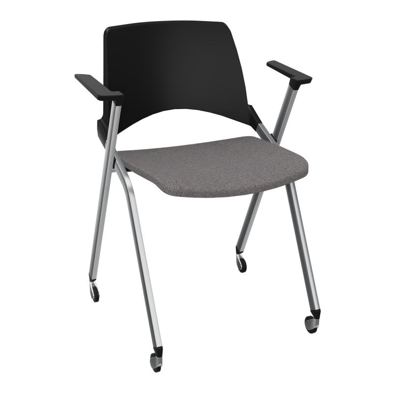 EMI CHAISE 4P RLT DOS POLYP / ASS PIVOT TISSU AVEC ACCOUDOIRS SANS ACCROCHE PU BN SQ
