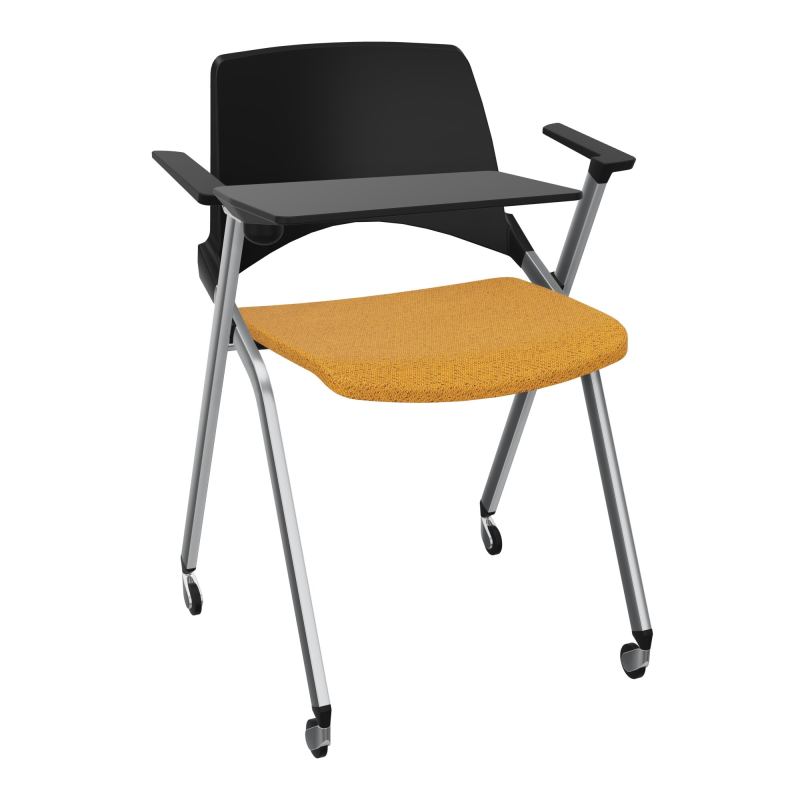 EMI CHAISE 4P RLT DOS POLYP / ASS PIVOT TISSU AVEC ACCOUDOIRS+TABLETTE A DROITE PU BO SQ
