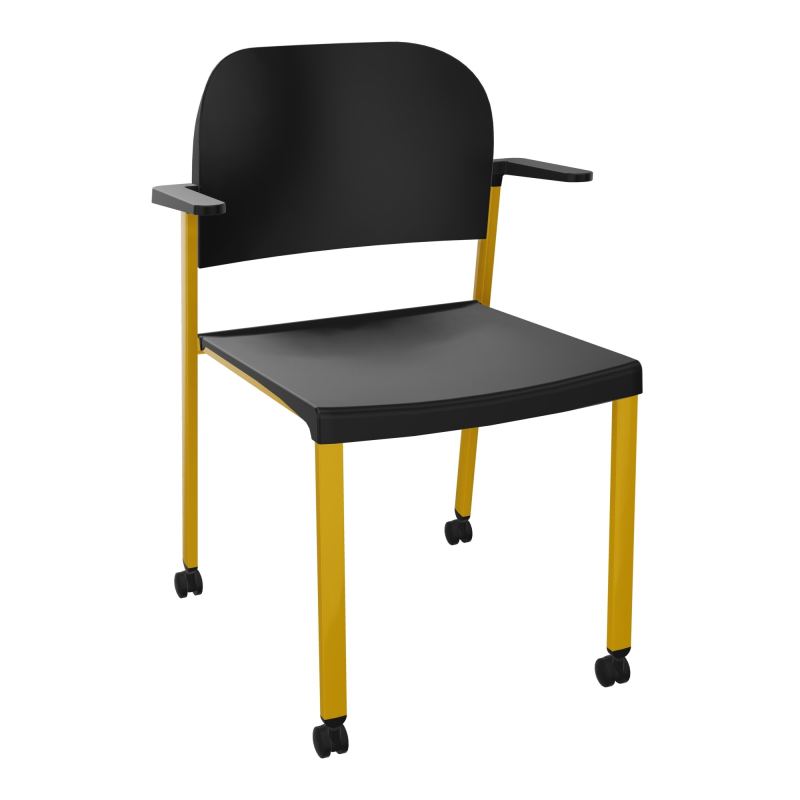 ROMY CHAISE 4P ROULT ASSISE/DOSSIER POLYPRO AVEC ACCOUDOIRS  PU SX PU