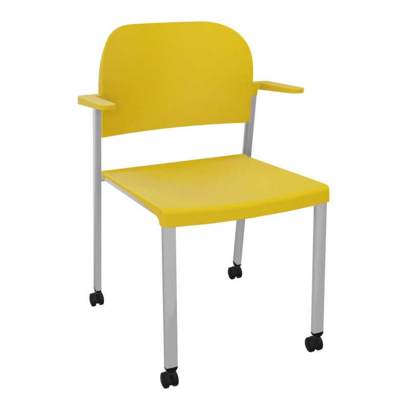 ROMY CHAISE 4P ROULT ASSISE/DOSSIER POLYPRO AVEC ACCOUDOIRS  PW SB PW