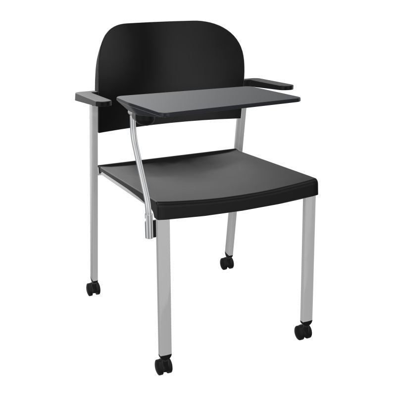 ROMY CHAISE 4P ROULT ASSISE/DOSSIER POLYPRO AVEC ACCOUDOIRS+TABLETTE NOIRE  PU SB PU