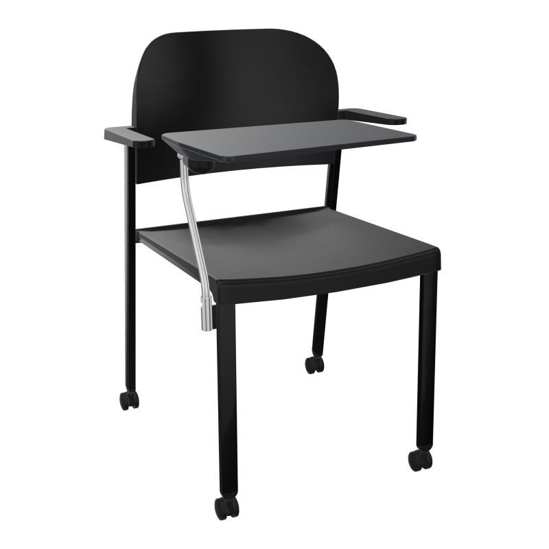 ROMY CHAISE 4P ROULT ASSISE/DOSSIER POLYPRO AVEC ACCOUDOIRS+TABLETTE NOIRE  PU SG PU