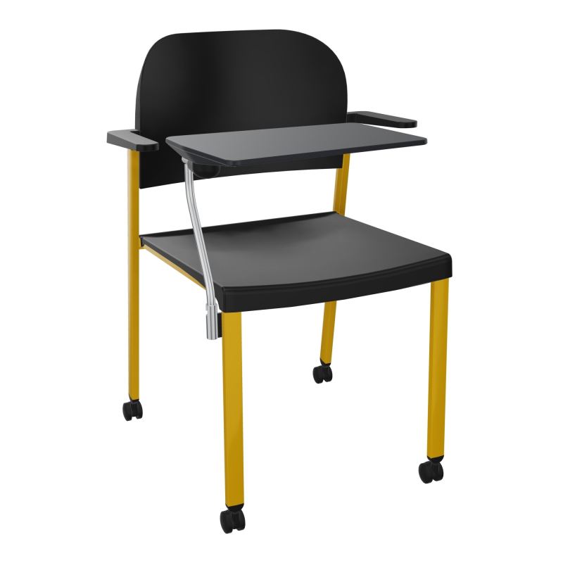 ROMY CHAISE 4P ROULT ASSISE/DOSSIER POLYPRO AVEC ACCOUDOIRS+TABLETTE NOIRE  PU SX PU