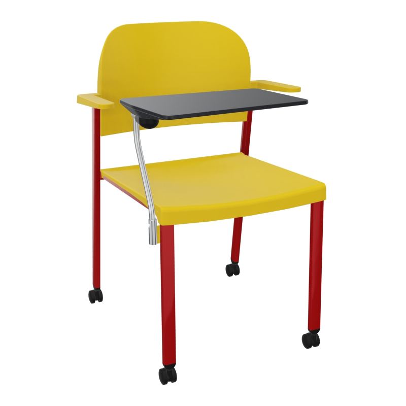 ROMY CHAISE 4P ROULT ASSISE/DOSSIER POLYPRO AVEC ACCOUDOIRS+TABLETTE NOIRE  PW ZY PW