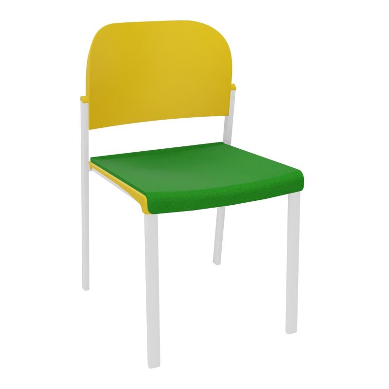 ROMY CHAISE 4P FIXES ASSISE TISSU DOSSIER POLYPRO SANS ACCOUDOIRS  A1 SP PW