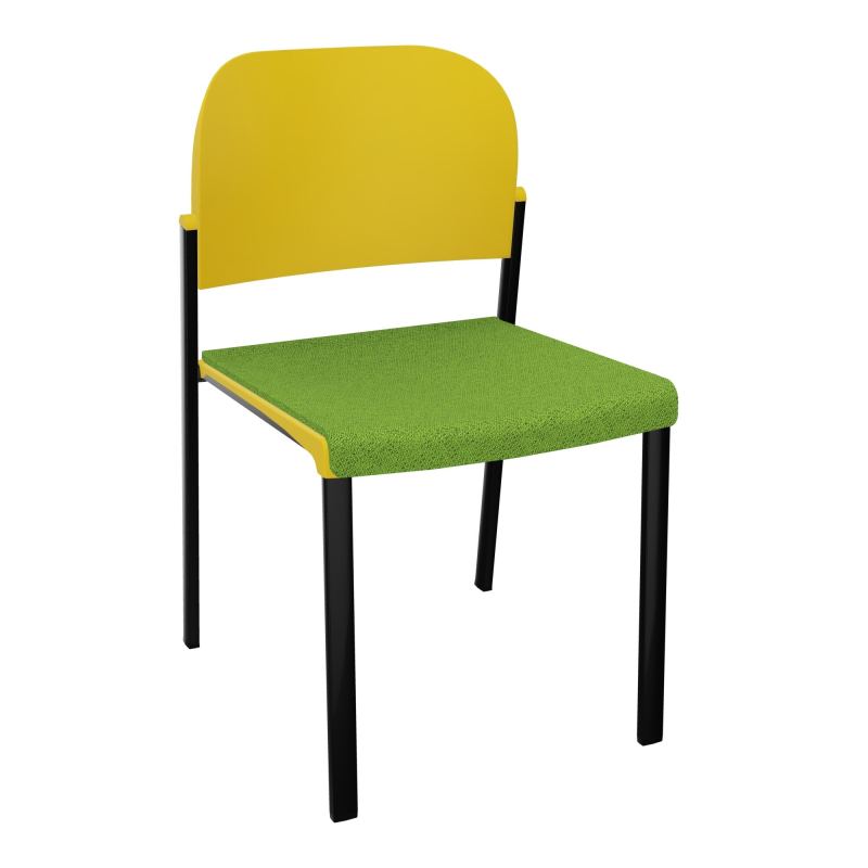 ROMY CHAISE 4P FIXES ASSISE TISSU DOSSIER POLYPRO SANS ACCOUDOIRS BK SG PW