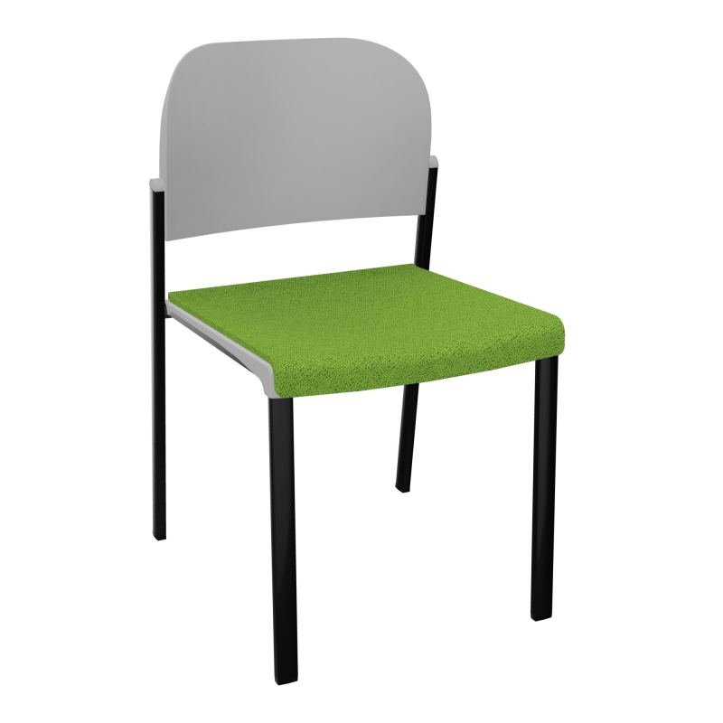 ROMY CHAISE 4P FIXES ASSISE TISSU DOSSIER POLYPRO SANS ACCOUDOIRS BK SG PX